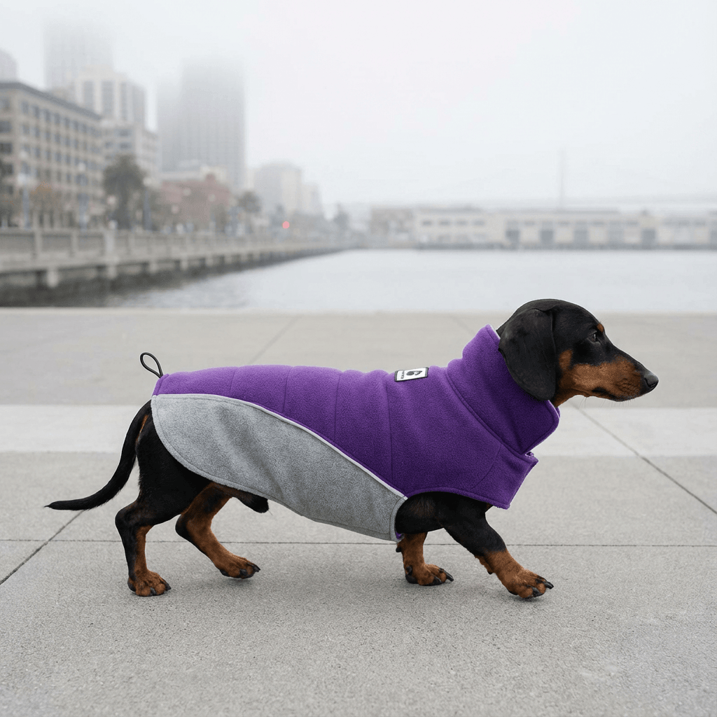 Pet Fleece Warm Coat for dogs, featuring soft fleece lining and water-resistant exterior for chilly walks.
