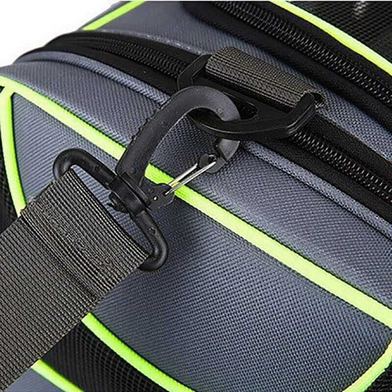 Detail of the Pet Space Capsule Backpack with durable strap clip and vibrant design for Cats & Dogs.