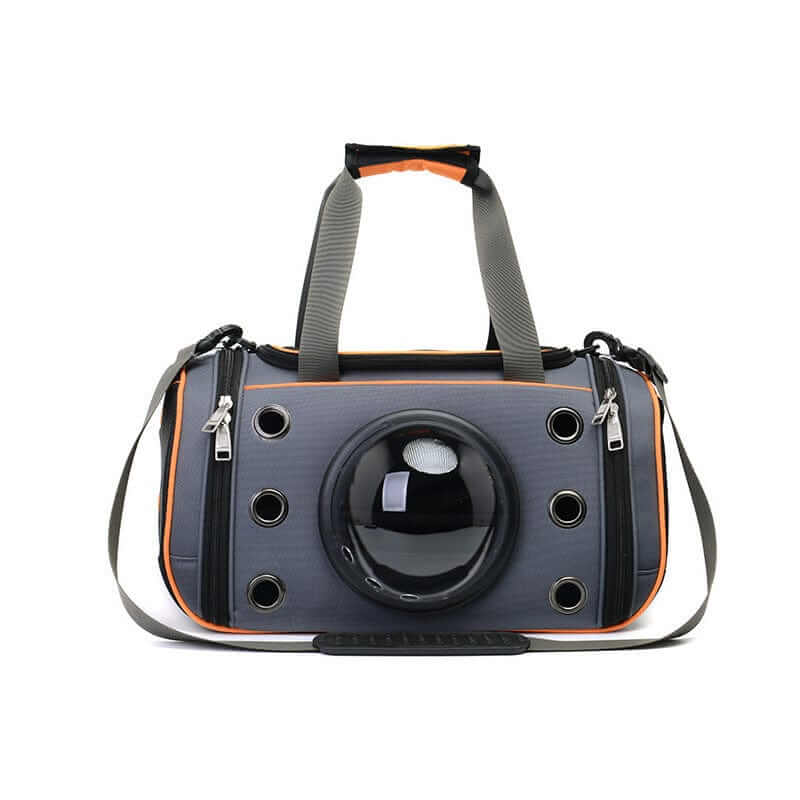 Pet Space Capsule Backpack - stylish pet carrier with semi-sphere window for dogs & cats, perfect for adventures.