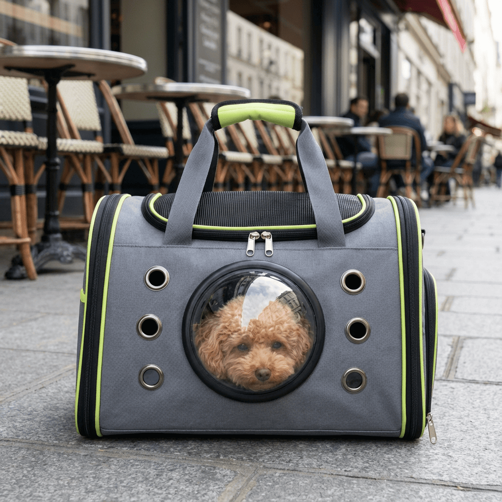 Pet Space Capsule Backpack for Dogs & Cats with semi-sphere window for outdoor adventure, stylish and functional.