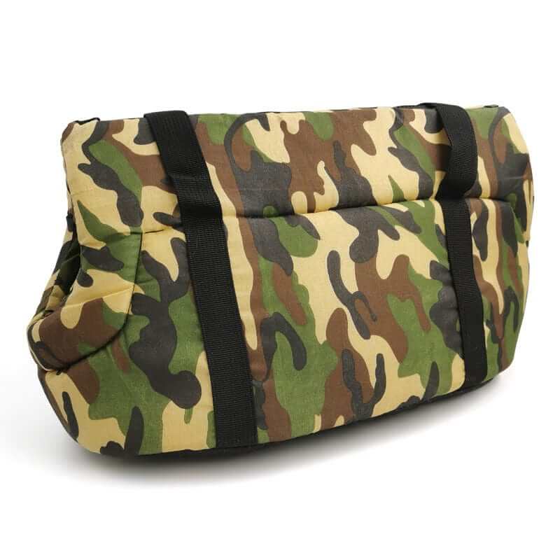 Pet Travel Shoulder Bag in camouflage design, featuring breathable mesh for comfort, ideal for dogs and cats.