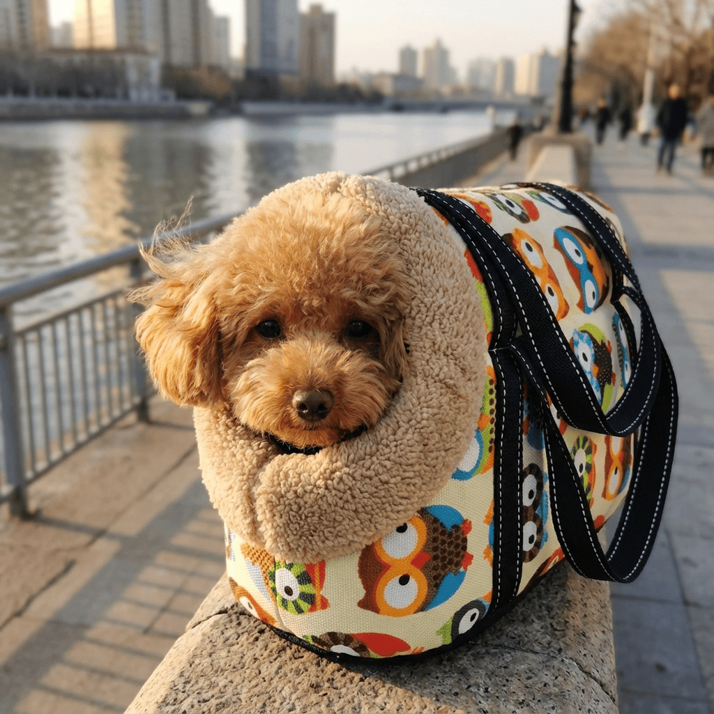 Pet Travel Shoulder Bag with a cozy design for dogs and cats, providing comfort and style during pet outings.