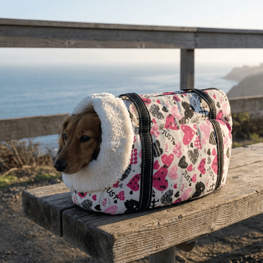 Pet Travel Shoulder Bag for Dogs and Cats, breathable mesh, comfortable, hands-free carrier, outdoor use.