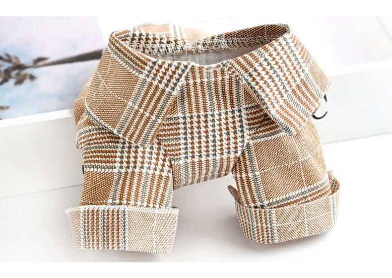 Plaid Bowknot Dog Clothes shirt for small to medium-sized dogs featuring a stylish plaid pattern and bowknot.