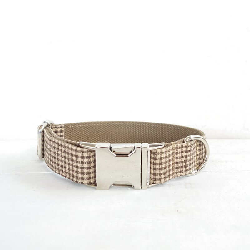 Plaid Elegance Dog Collar & Leash Set with adjustable plaid collar design for small, medium, and large dogs by Dogs & Cats.