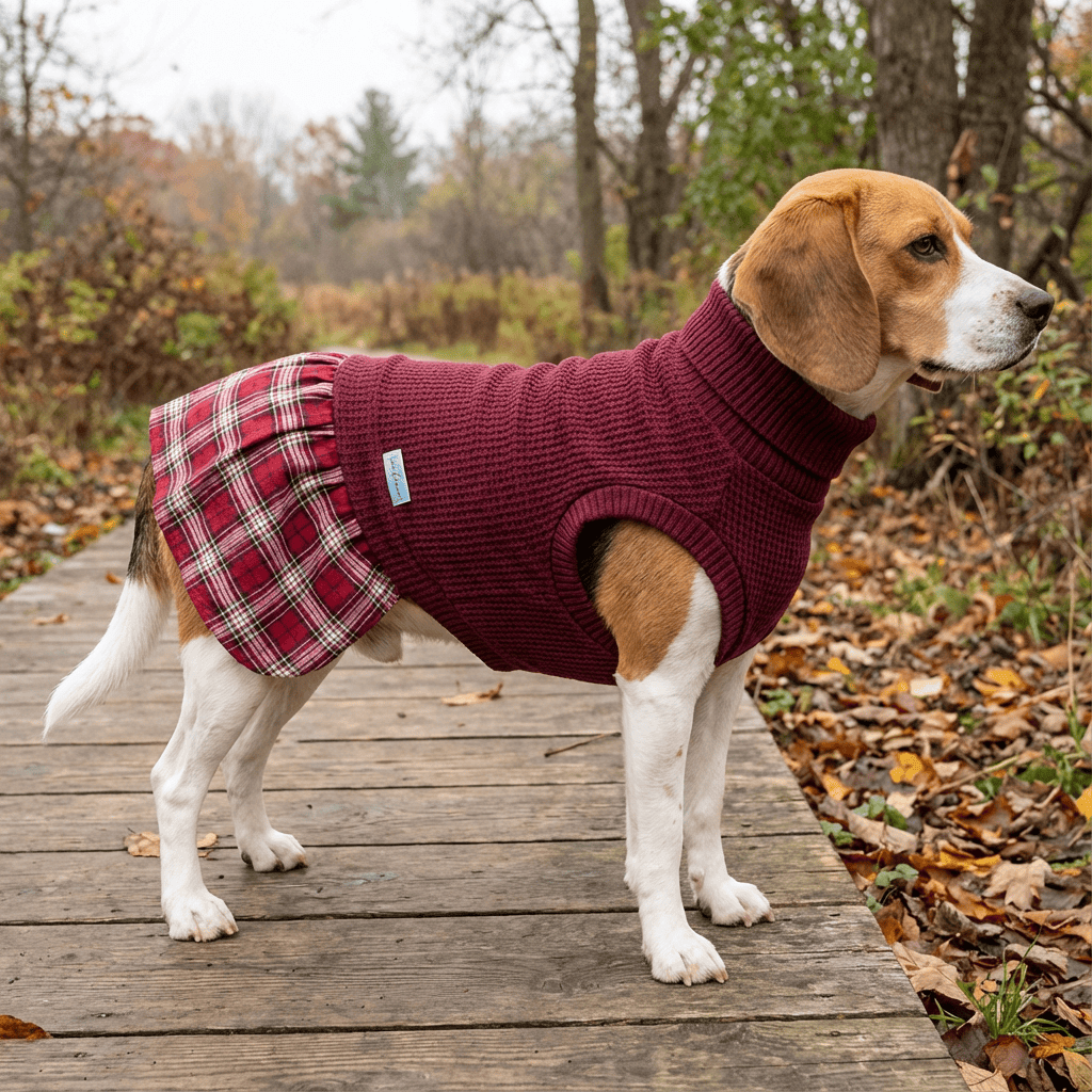 Plaid Skirt Princess Dog Dress for dogs, featuring breathable fabric and plaid skirt design by Dogs & Cats.