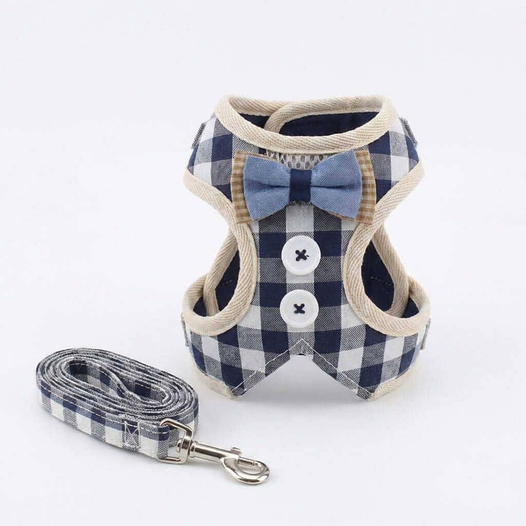 Plaid Soft Mesh Dog Harness features a stylish design with soft padding, perfect for comfort, from Dogs & Cats brand.