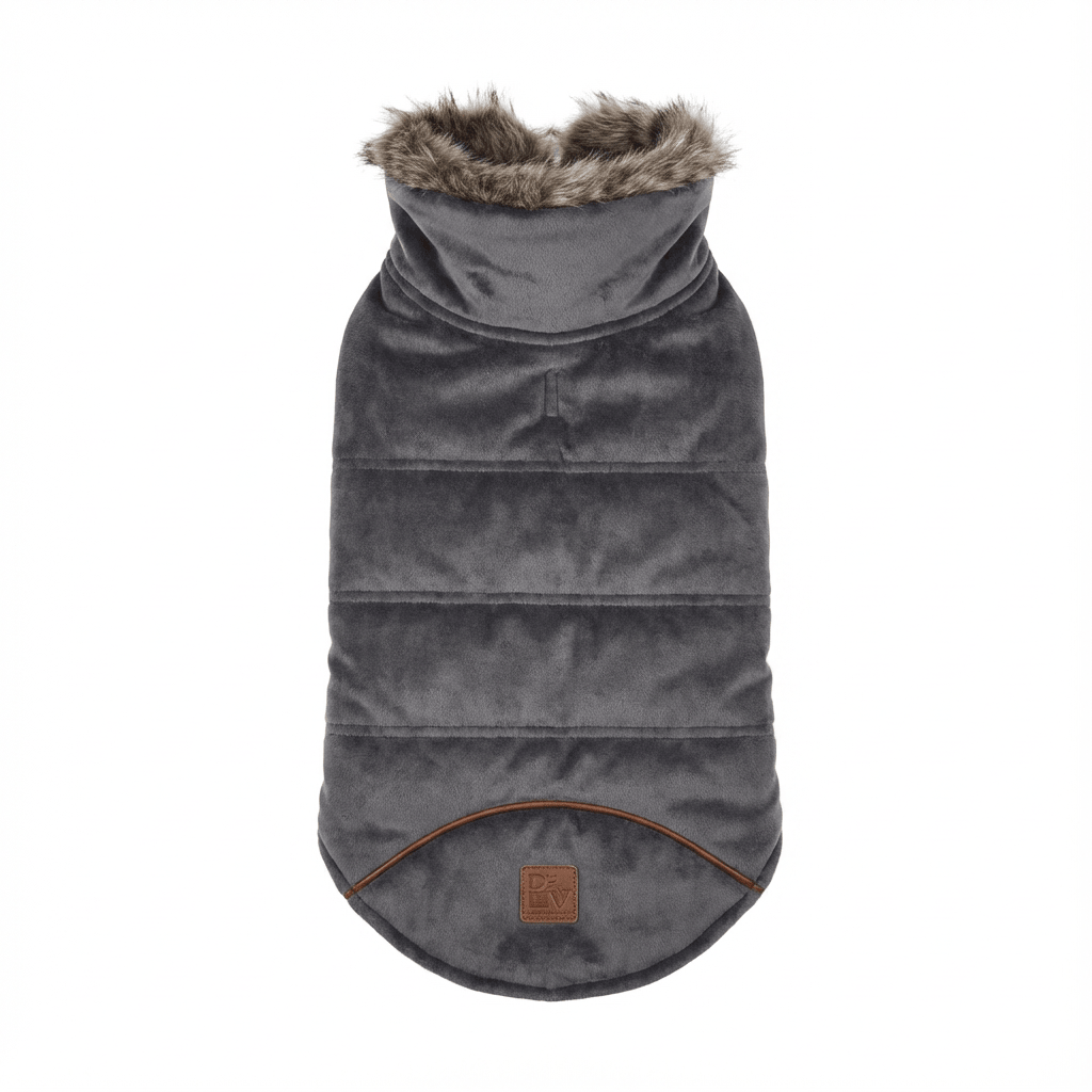 Plushy Velvet Padded Dog Coat featuring cozy fleece lining and extra coverage for Dogs & Cats.