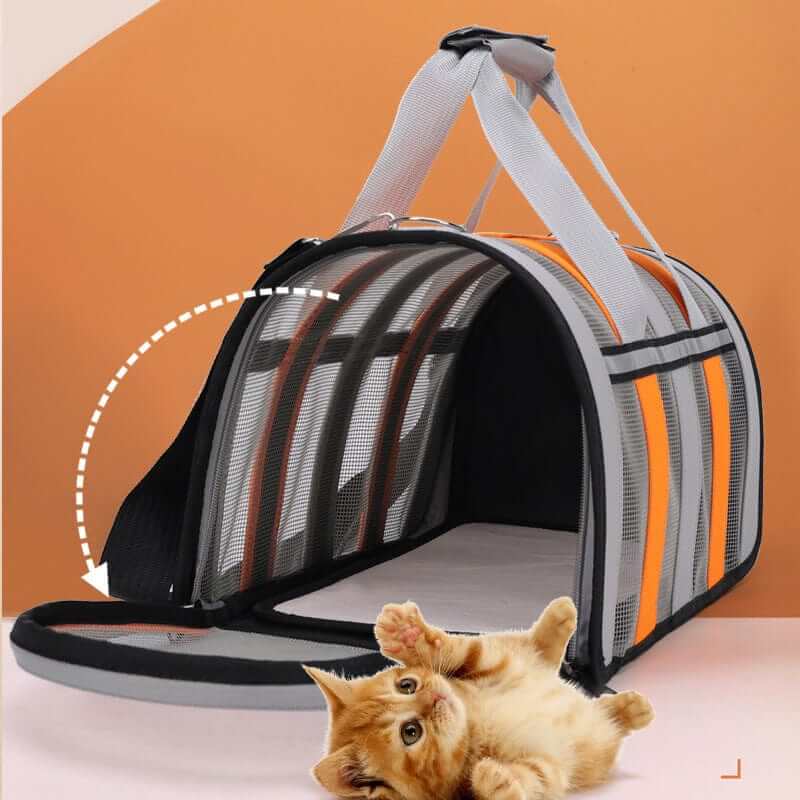 Portable Crossbody Pet Carrier - Lightweight pet carrier with mesh sides for dogs and cats, designed for hands-free travel.