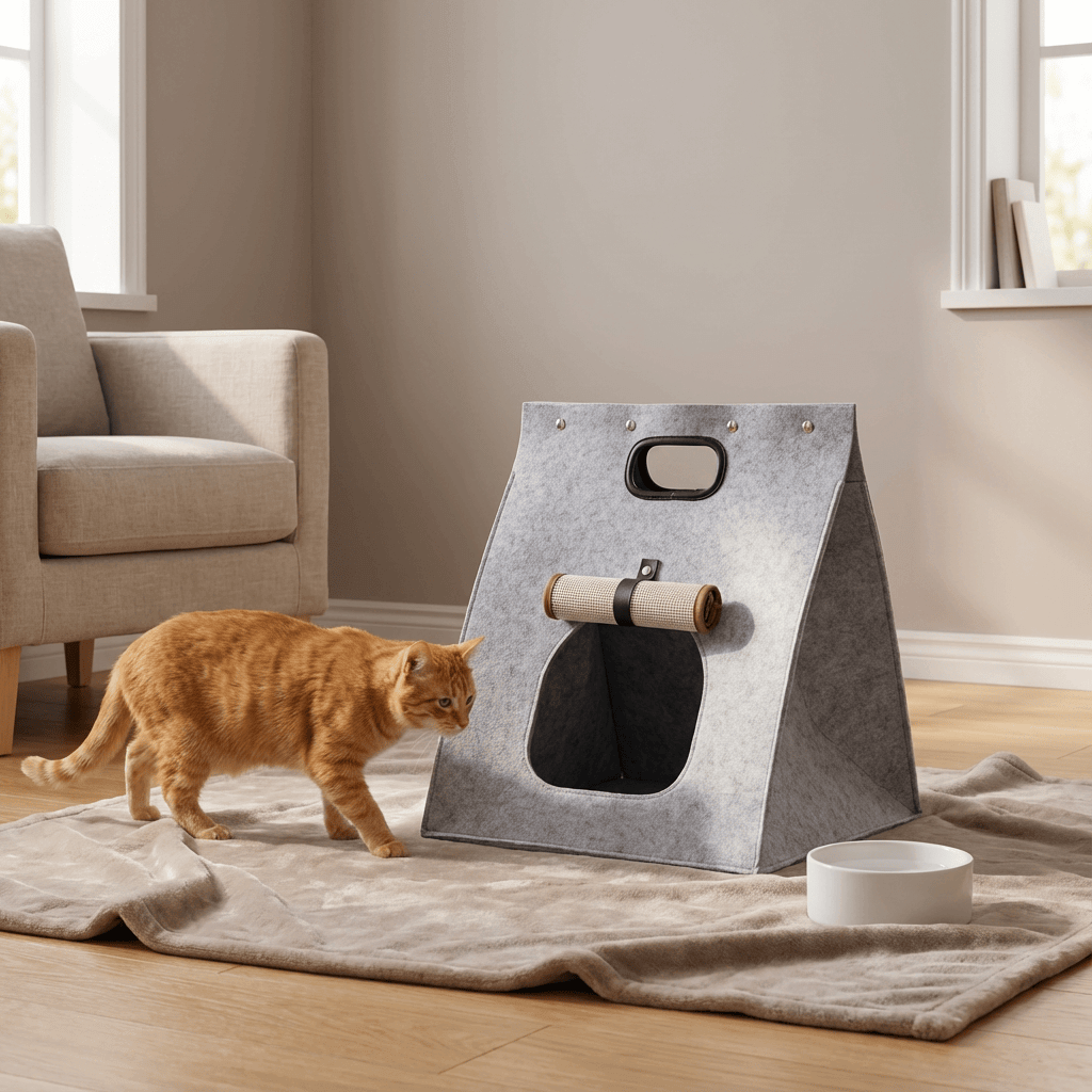 Portable Pet House for cats and small dogs, breathable cotton, comfortable cozy design, perfect for indoor use.