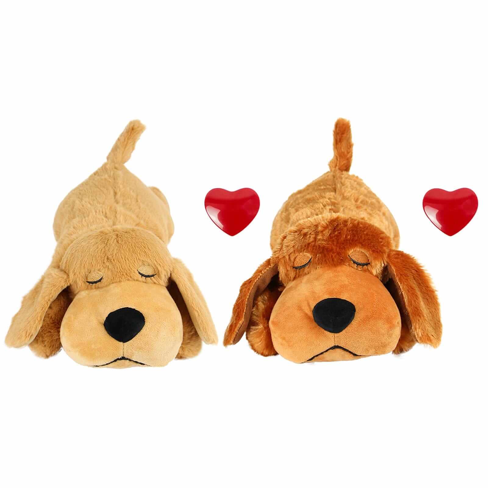 Puppy Soothing Heartbeat Plush Toy features two soft dogs, perfect for calming anxious puppies and providing companionship.