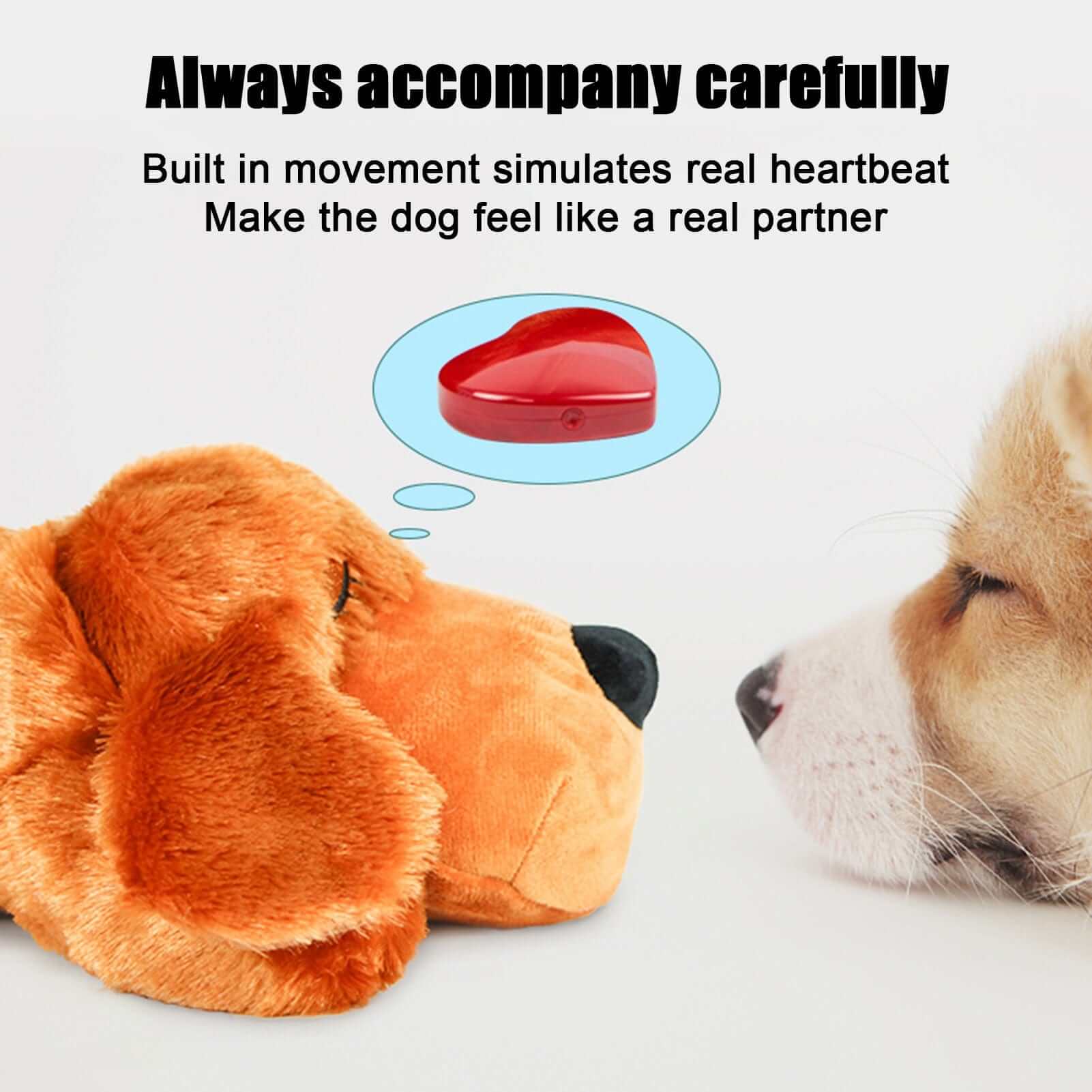 Puppy Soothing Heartbeat Plush Toy features a heartbeat simulation to comfort dogs and reduce anxiety.