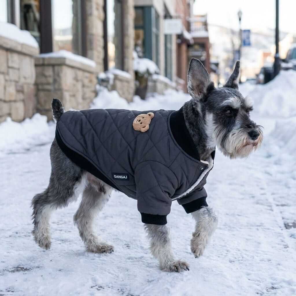 Purfect Touch Quilted Winter Dog Coat on a dog, featuring breathable fabric and a stylish, comfortable fit for Dogs & Cats.