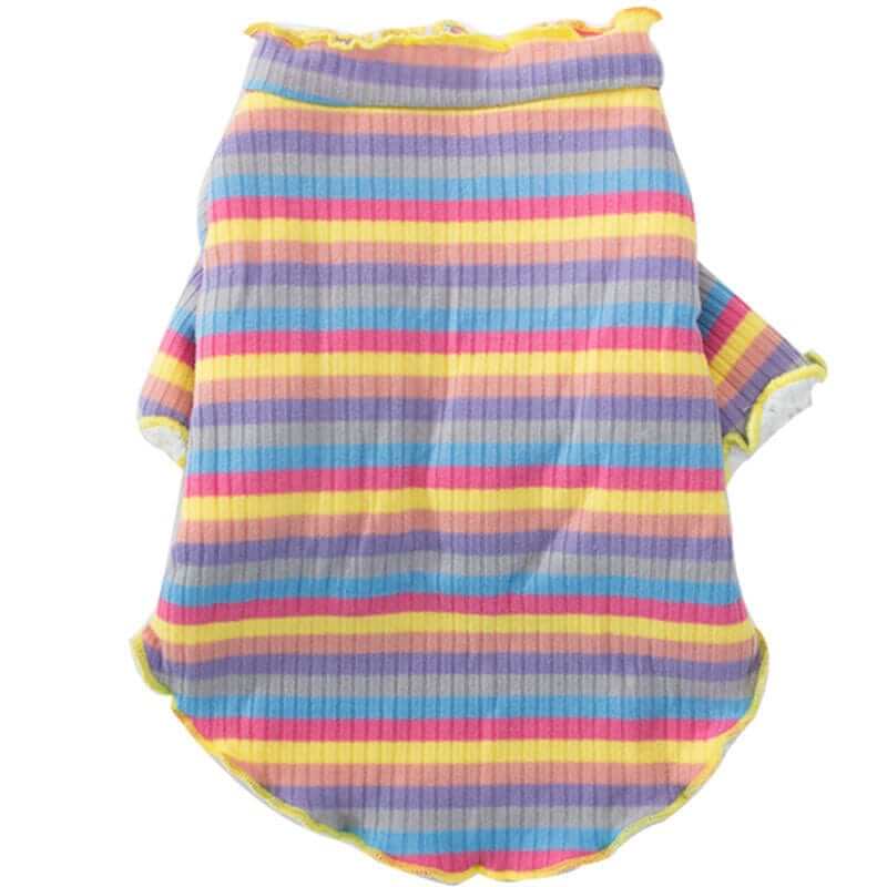 Rainbow Knit Dog Sweater by Dogs & Cats, cozy and stylish dog sweater featuring a vibrant rainbow design.
