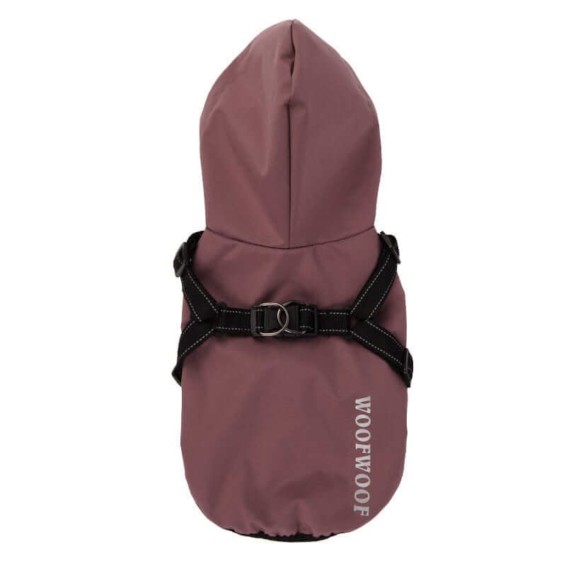Reflective Dog Raincoat with Hood, waterproof pet jacket with hood, WOOF WOOF brand, ideal for small and medium dogs.