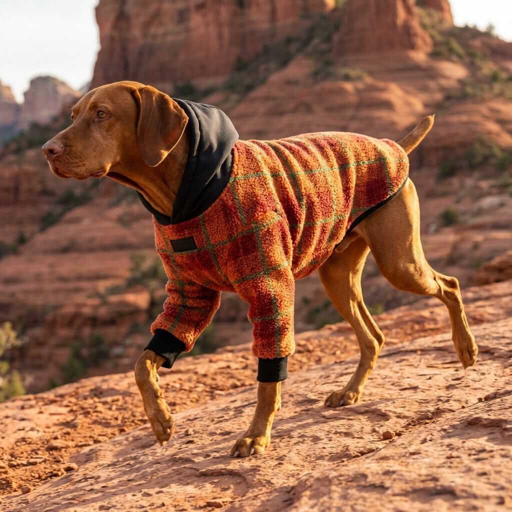 Regency Sherpa Dog Hoodie, warm fleece dog hoodie for medium and large dogs, Dogs & Cats brand, versatile protection.