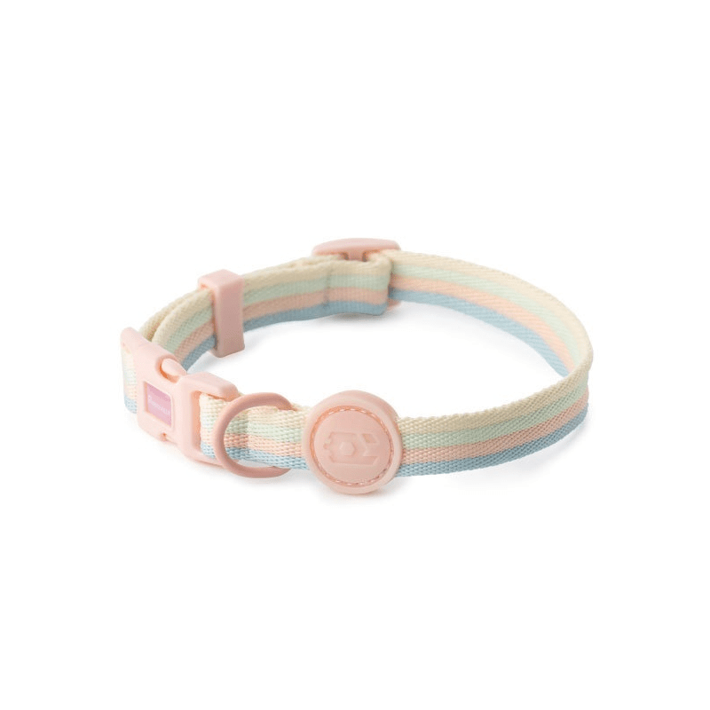 RetroRecord Dog Harness Set collar in soft pastel colors, ideal for small to medium dogs by Dogs & Cats.