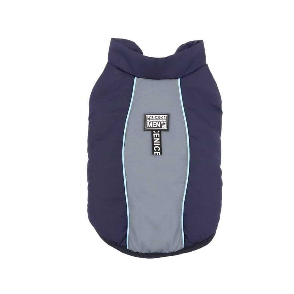 Ribbed Hem Dog Jacket by Dogs & Cats, water-repellent, windproof, perfect for winter adventures.