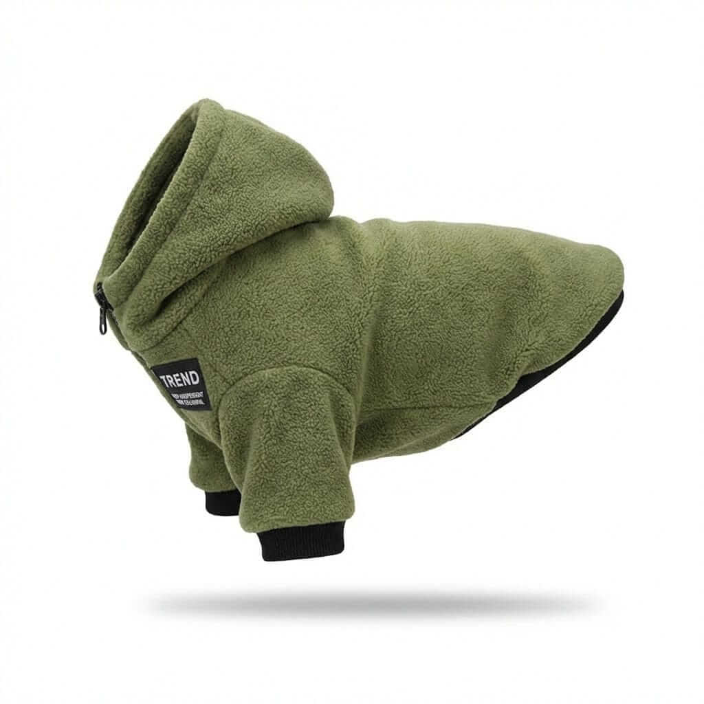 RidgeLine Thermal Dog Hoodie in green fleece, perfect for cold weather for Dogs & Cats.