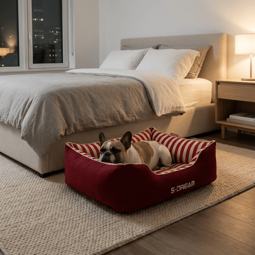 The Royal Haven Pet Bed, red dog bed, ultimate luxury resting spot for dogs and cats by Dogs & Cats.