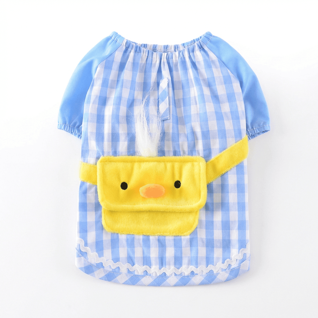Side Pocket Plaid Dog Shirt Spring featuring comfy blue plaid design, breathable cotton, perfect for dogs & cats.