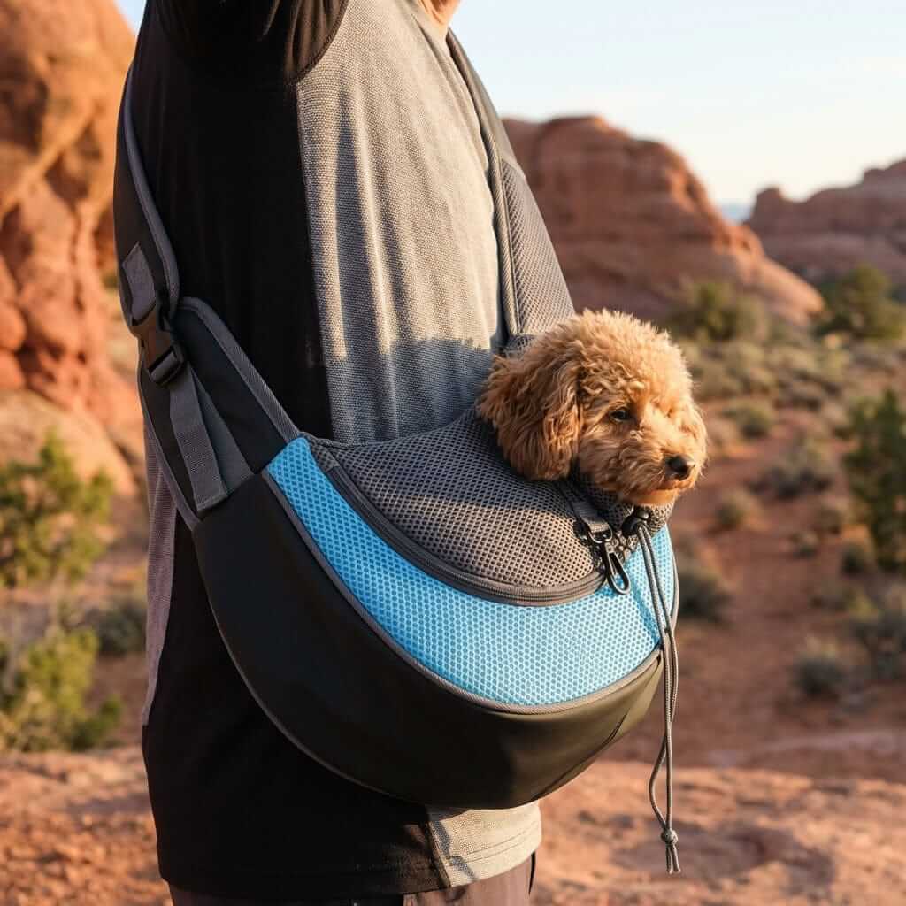 Side Sling Pet Carrier, hands-free sling for dogs & cats, comfortable design, perfect for on-the-go pet parents.