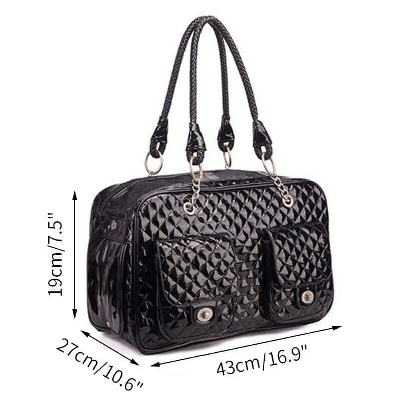 Sleek Leather Pet Carrier for dogs & cats, premium leather design with stylish look and convenience features.