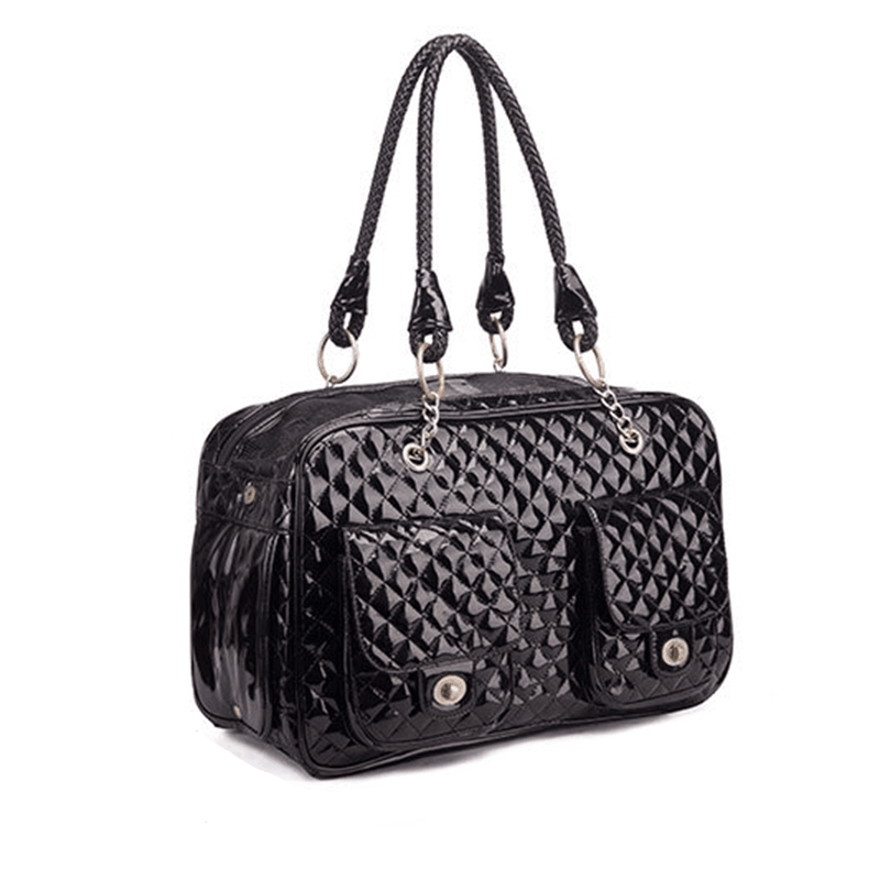 Sleek Leather Pet Carrier, luxurious and stylish, perfect for small dogs and cats, featuring premium leather design.