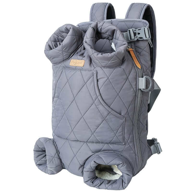 SnugglePack Pet Backpack Carrier with Hidden Hood, cozy pet carrier for dogs and cats, adjustable straps, winter walks.