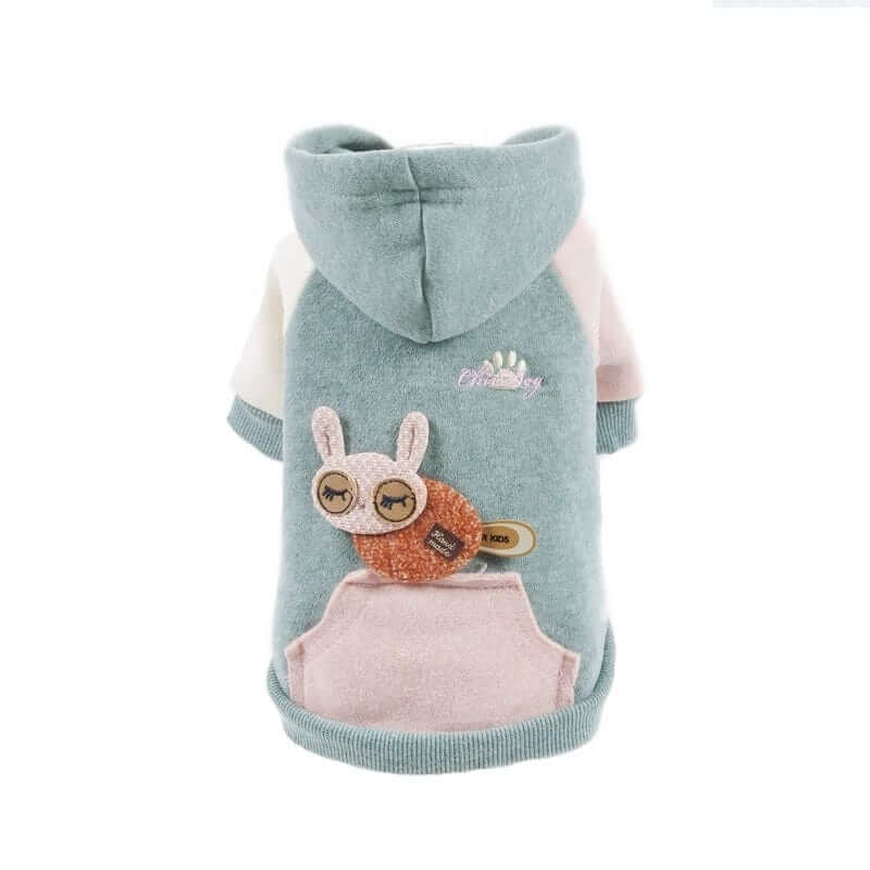 SnugglePup Dog Hoodie for small dogs, cozy cotton material with cute snail design from Dogs & Cats brand.