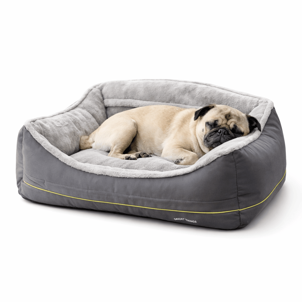Sofa Style Waterproof Dog Bed features a cozy design for dogs and cats, perfect for naps, with plush surface and bolsters.