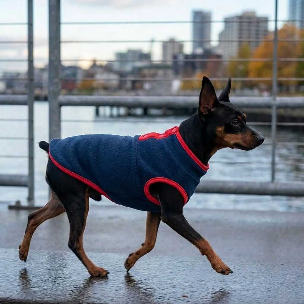 Soft Fleece Lightweight Dog Sweater on a dog, featuring a breathable, lightweight feel, perfect for keeping pets cozy.