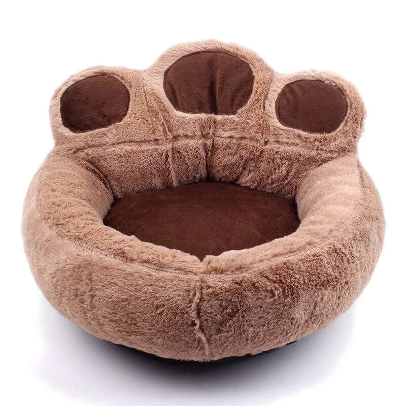 Soft Paw Pet Bed – Plush dog and cat bed with faux fur surface and suede bolsters – Perfect napping haven for pets.