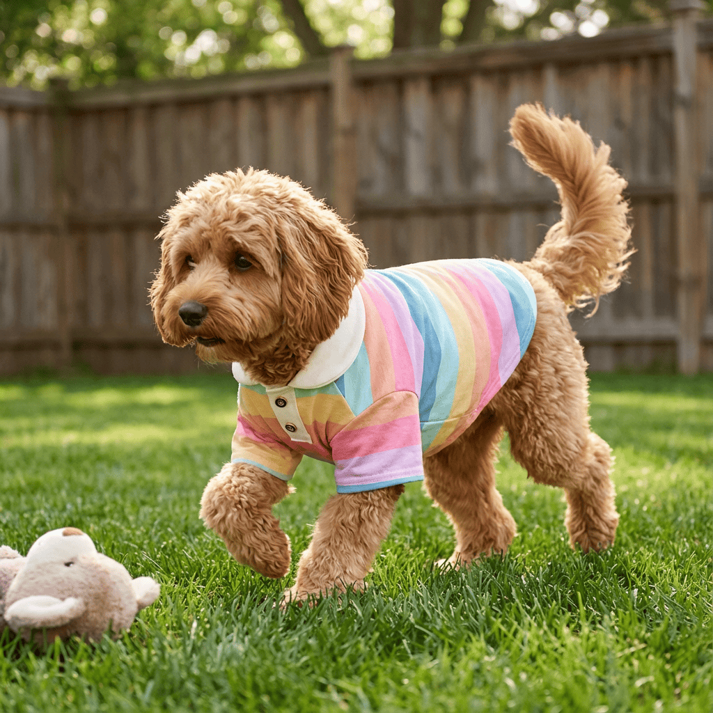Sporty Stripe Pet Polo for dogs, colorful polo shirt, breathable fabric, trendy design by Dogs & Cats