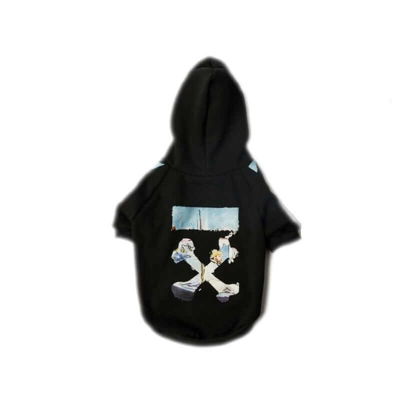 Sporty Winter Dog Hoodie - stylish black hoodie with playful dog design for dogs & cats by Dogs & Cats brand.