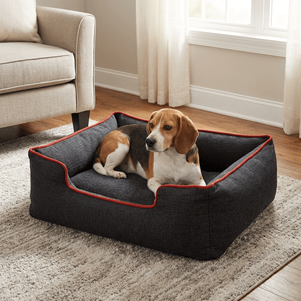 Square Nest for Pets: Modern pet bed for dogs and cats, comfortable sleep space, perfect for resting.