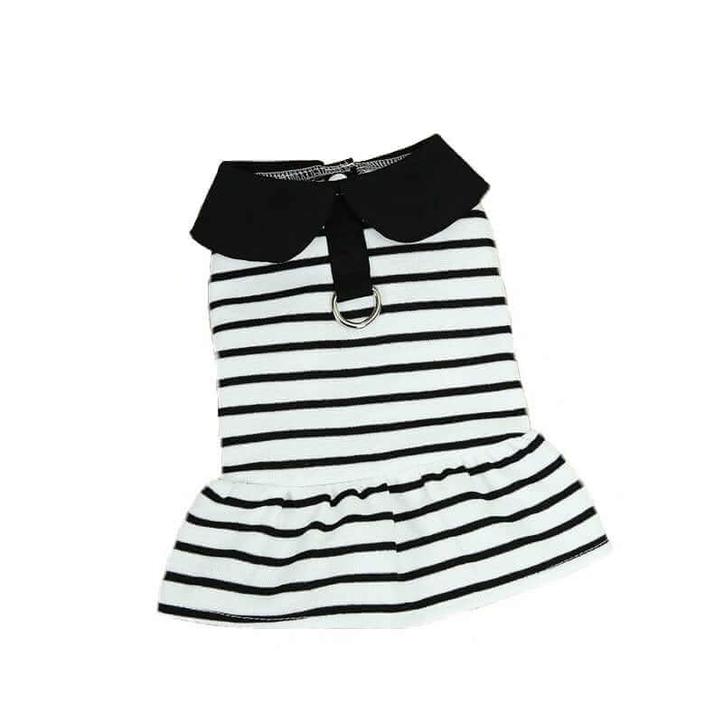 Striped Summer Pet T-Shirt Dress for Dogs & Cats featuring breathable fabric and stylish stripes.