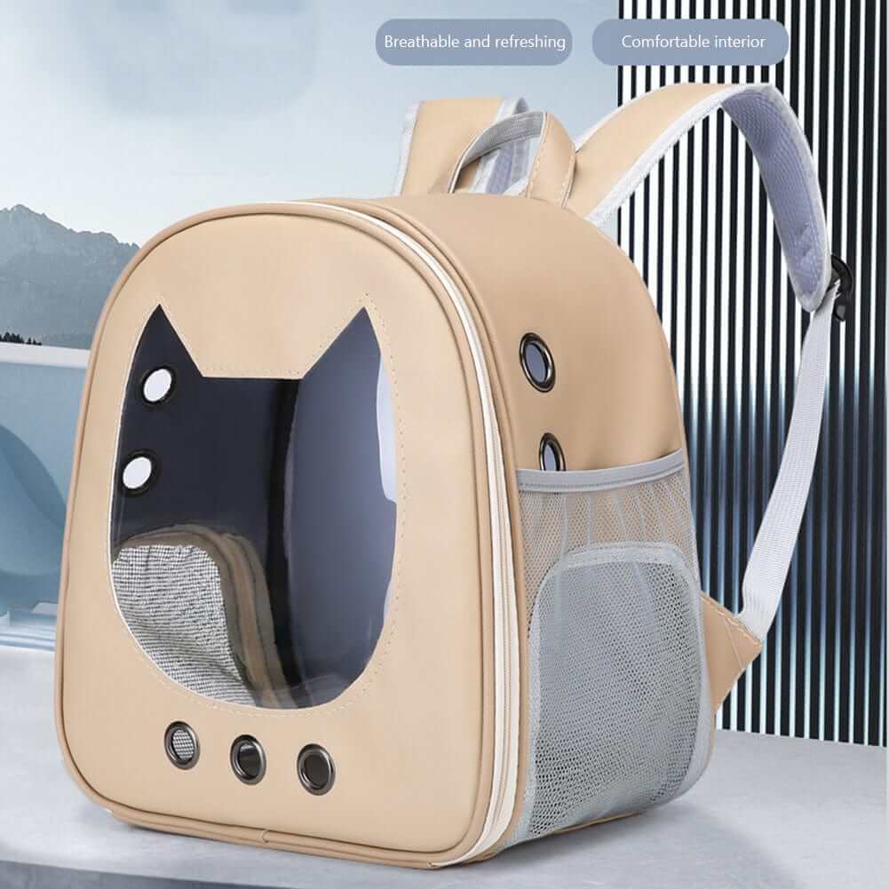 Stylish Cat Travel Backpack - breathable and comfortable cat carrier for travel adventures.