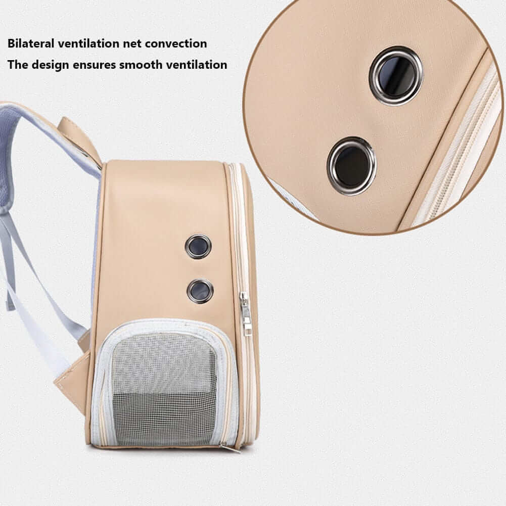 Stylish Cat Travel Backpack with bilateral ventilation and smooth design for optimal airflow and comfort.