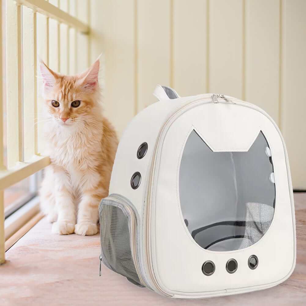 Stylish Cat Travel Backpack featuring a breathable design for safe cat travel, ideal for cat lovers by Dogs & Cats.