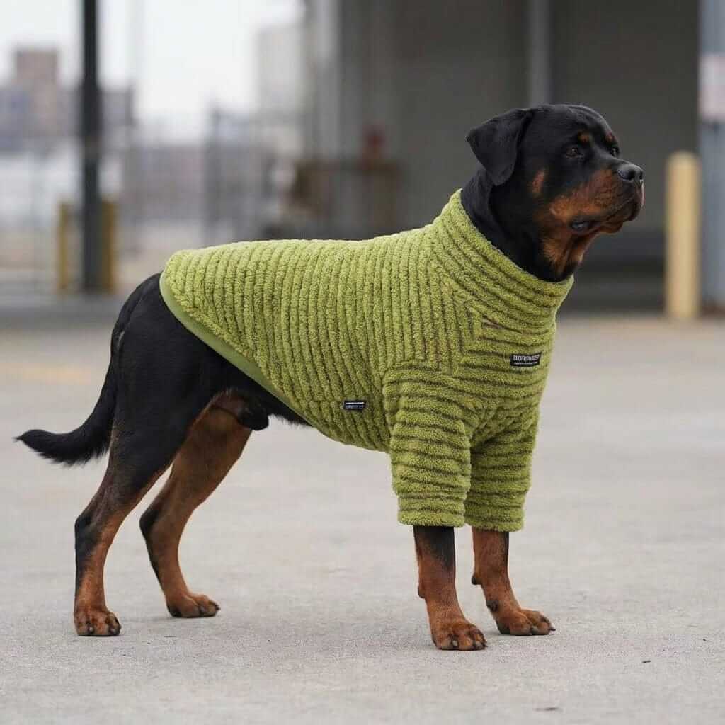 Summit Stripe Dog Turtleneck fleece sweater for dogs, providing insulated warmth and comfort by Dogs & Cats.