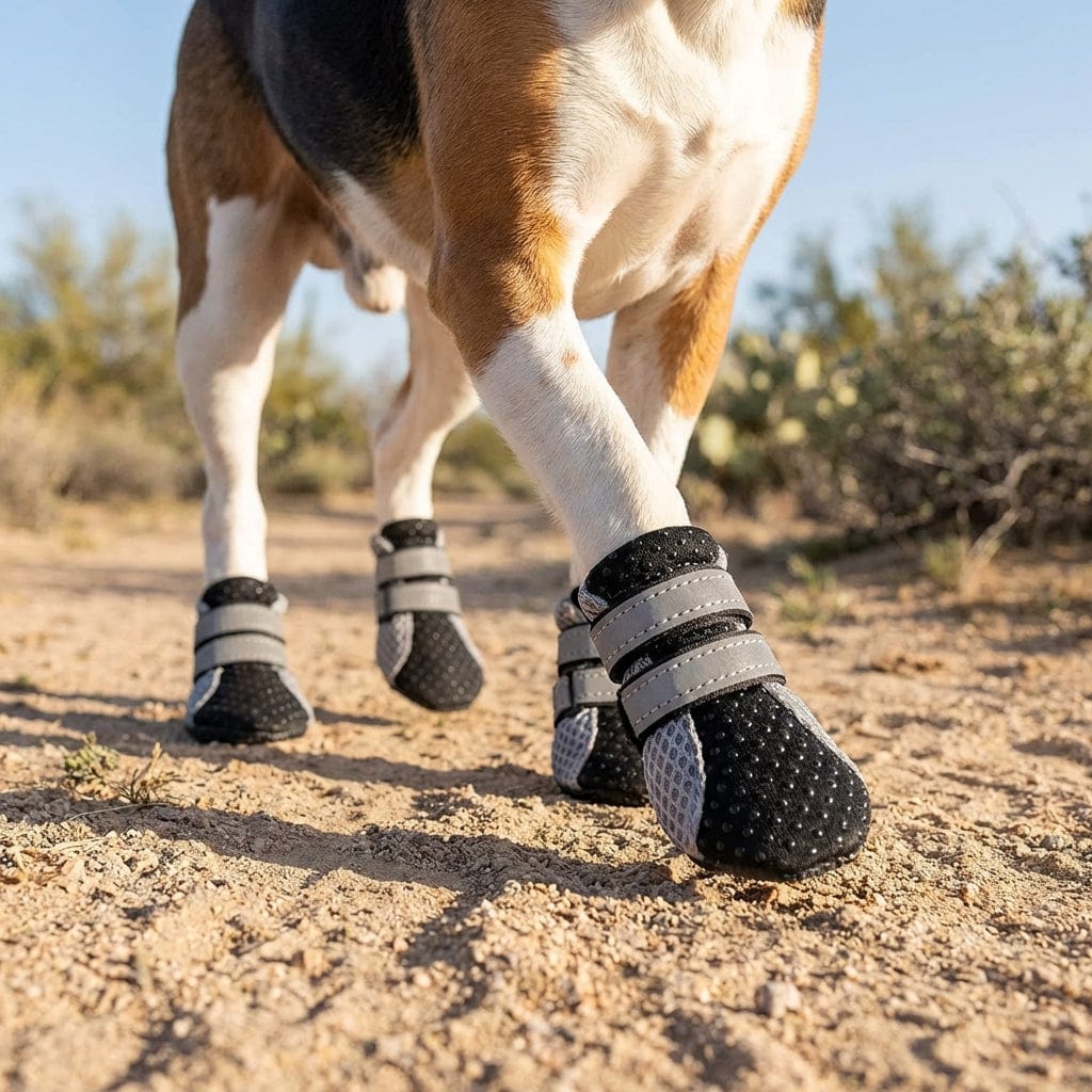 Teddy Dog Shoes, flexible paw protectors for puppies, adjustable straps, perfect for outdoor walks.