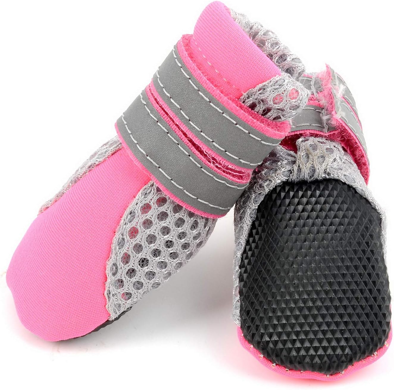 Teddy Dog Shoes for dogs, flexible paw protectors, pink boots with adjustable straps by Dogs & Cats brand.