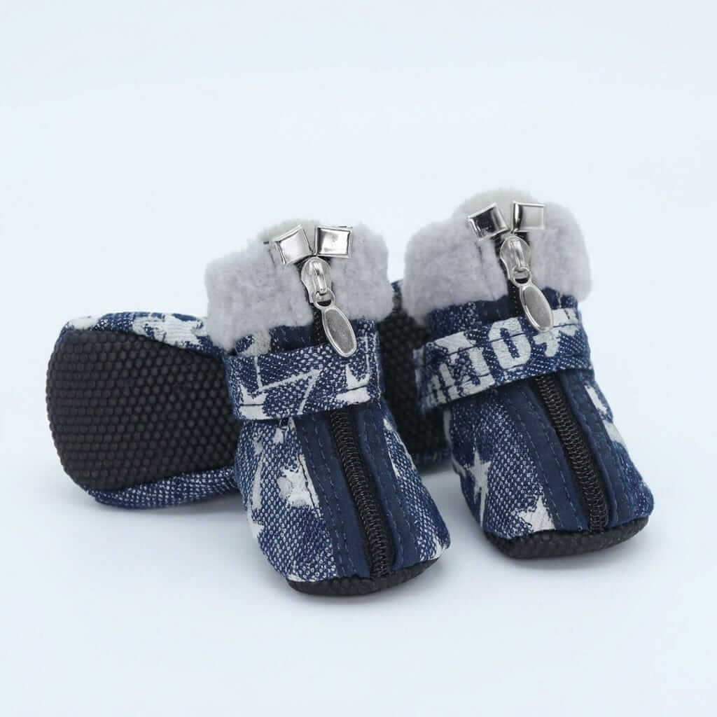 Teddy VIP Denim Dog Shoes - water-resistant dog boots with durable design, skid-resistant soles, perfect for dogs & cats.