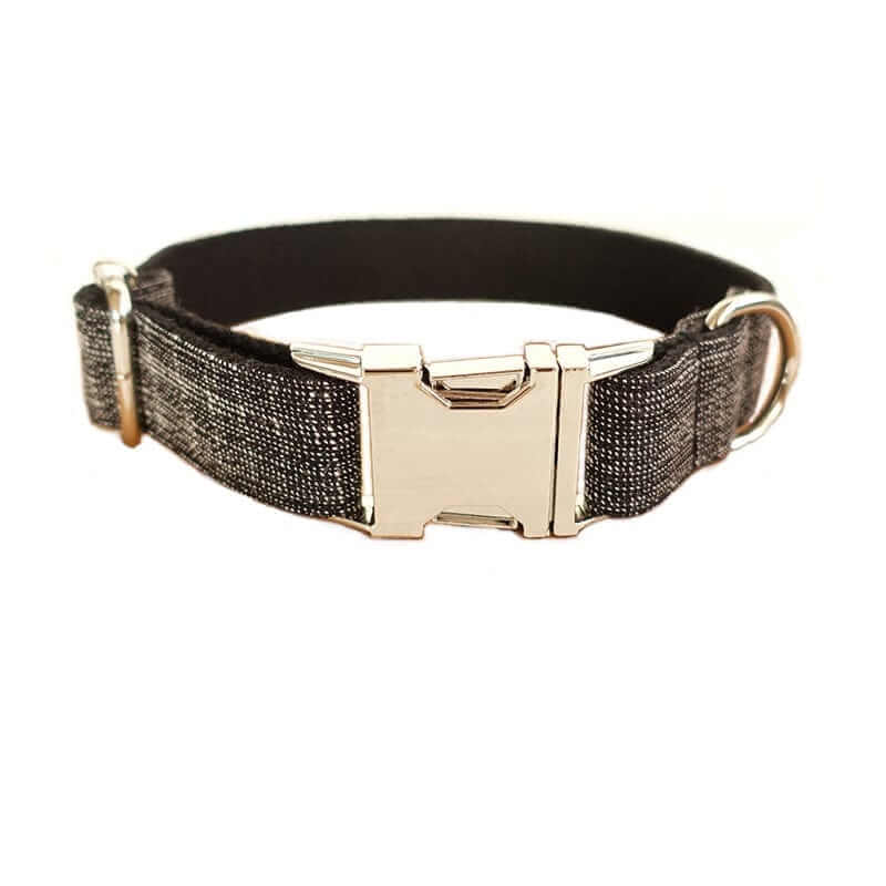 The Black Suit Dog Collar & Leash, elegant dog collar, premium comfort, durable design for dogs & cats.