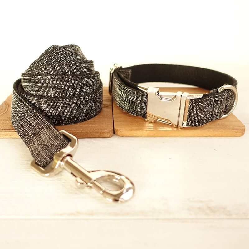 The Black Suit Dog Collar & Leash, premium dog collar and leash set, stylish and durable, for dogs and cats by Dogs & Cats.