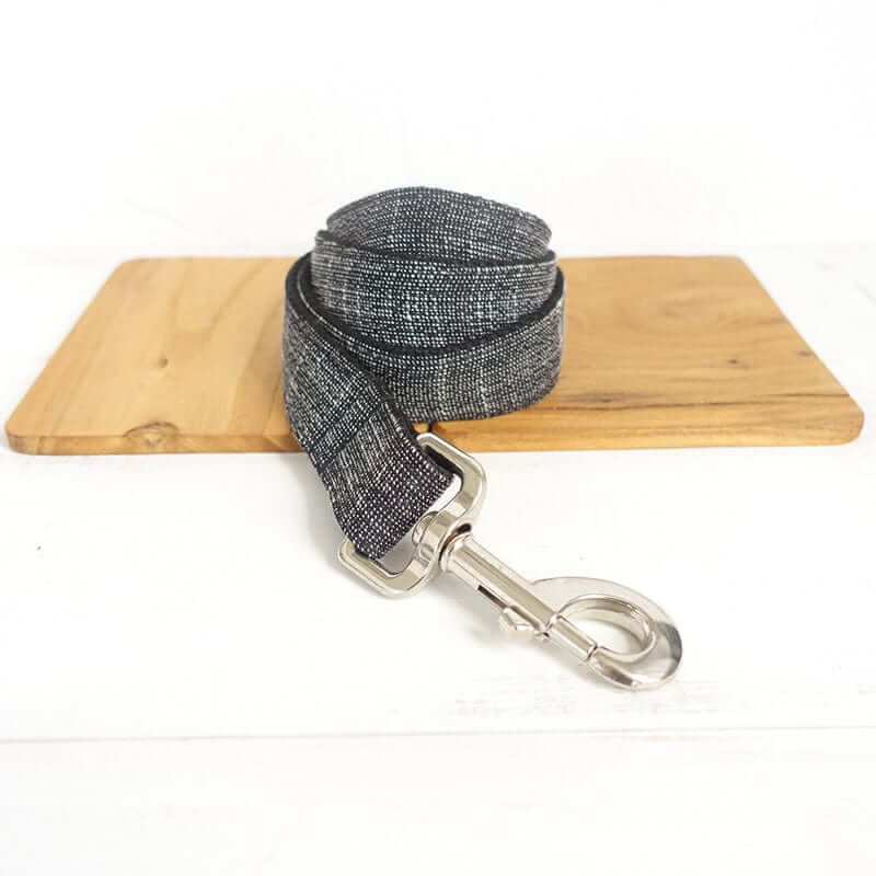 The Black Suit Dog Collar & Leash, premium dog leash, elegant design, perfect for dogs and cats.
