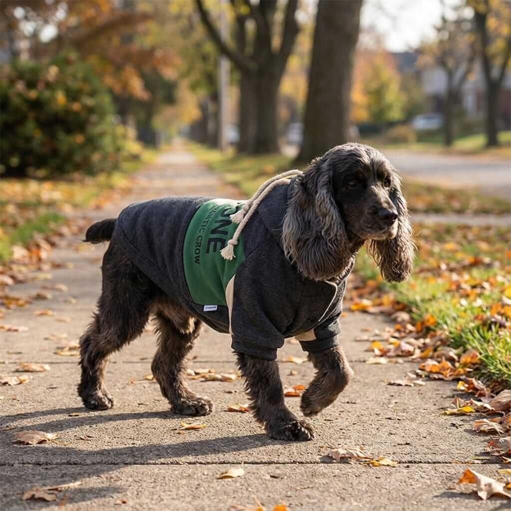 The One Teddy Dog Sweater on a stylish dog outdoors featuring breathable fabric, lightweight feel, from Dogs & Cats brand.