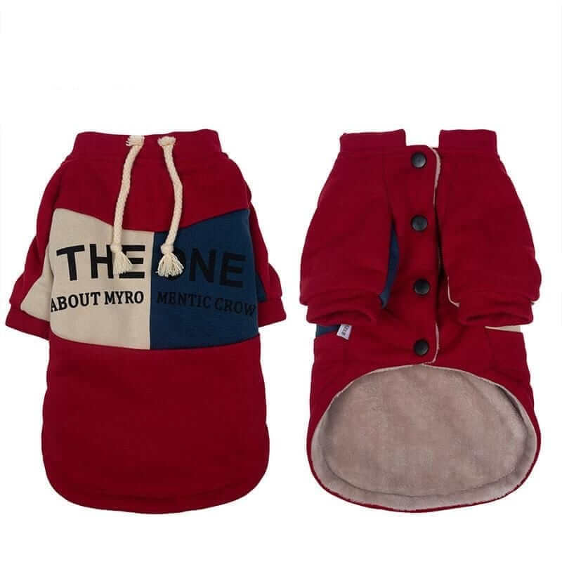 The One Teddy Dog Sweater in red, made of buttery soft fabric, perfect for stylish dogs and cats.