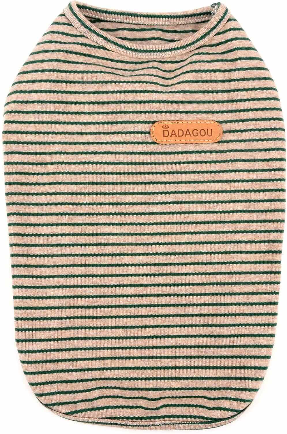 Thin Trend Striped Dog Top featuring breathable cotton material, lightweight design, perfect for dogs and cats by Dadagou.